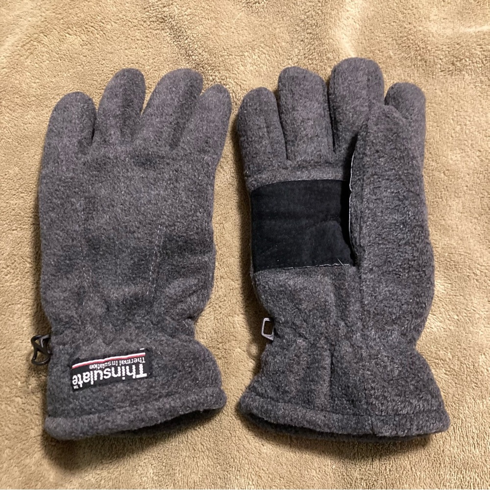 NWOT Just My Way Vintage 80s 90s Classic Fit Leather Palm Gloves Gray Black OS